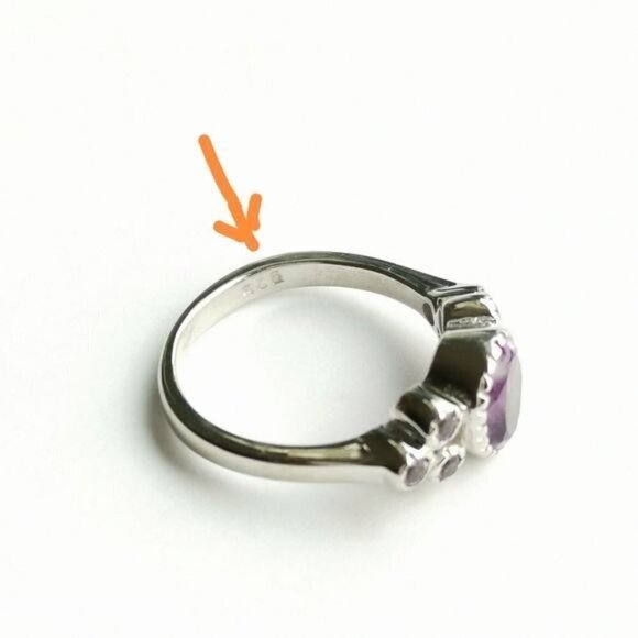 Amethyst multi gemstone sterling silver ring size 7 - Picture 3 of 5